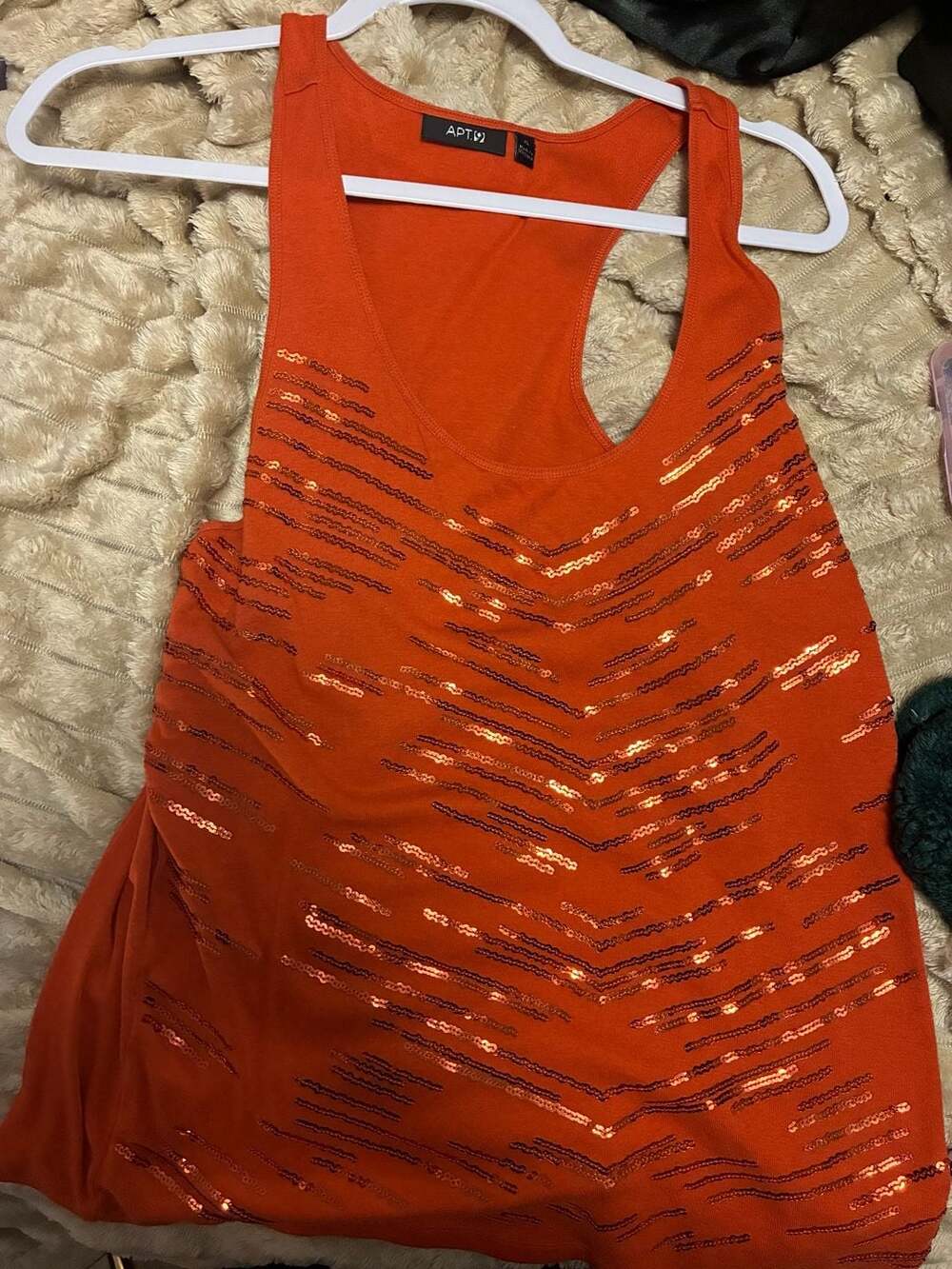 Apt. 9 Women's Orange Tank Top with Sequin Chevron Detail